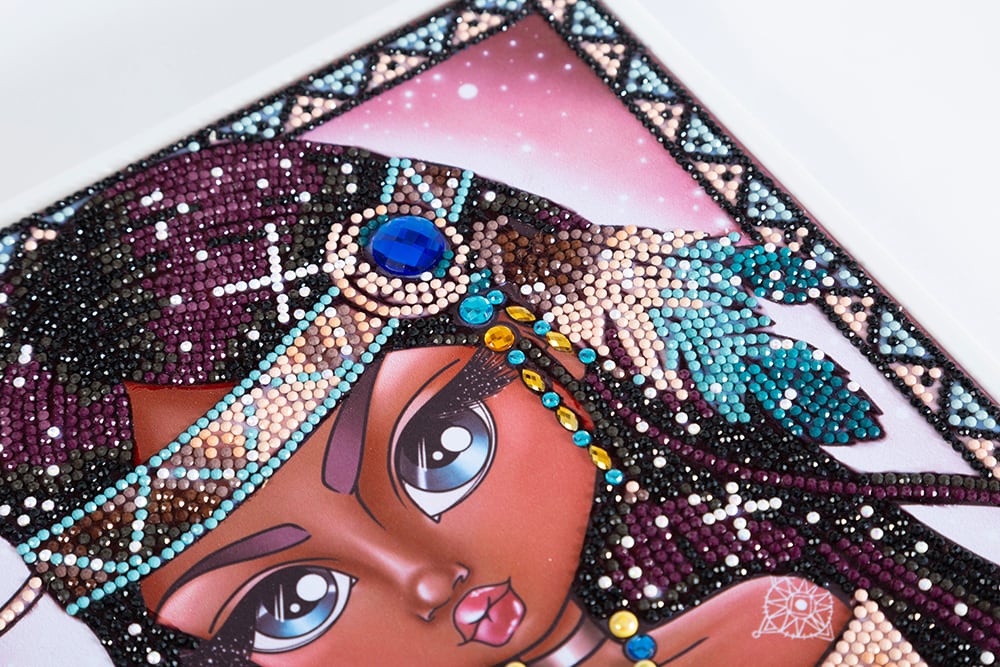 Dotting Diamond Indian Girl with Wolf 40.00 x 30.00 CM