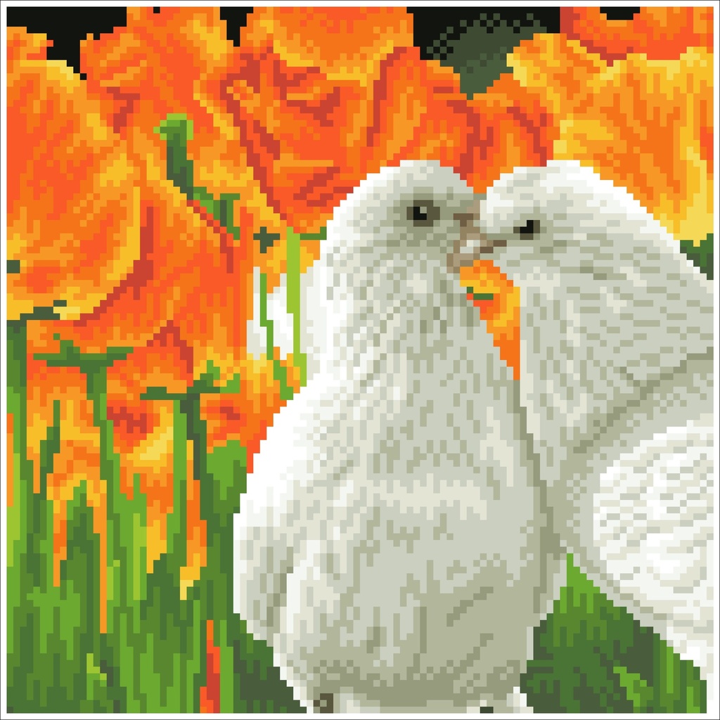Dotting Diamond Kissing Doves 30.50 x 30.50 CM