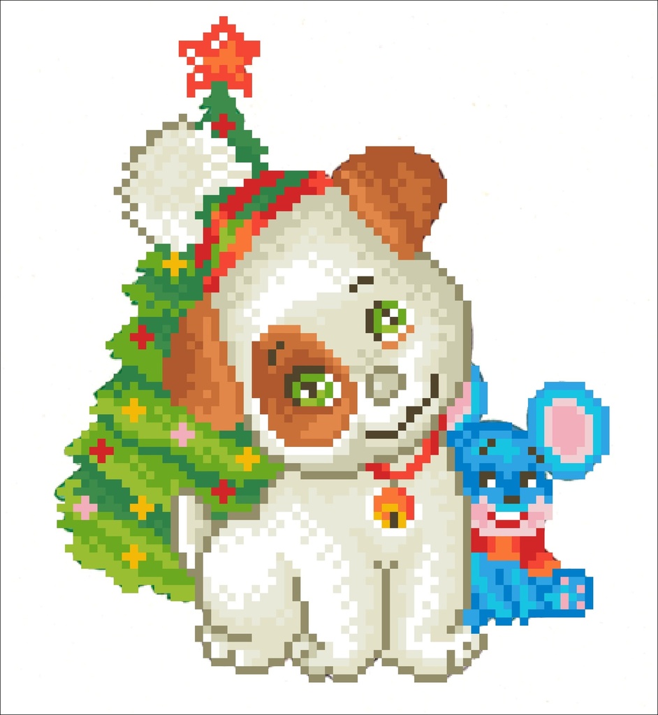 Dotting Diamond Christmas Pup Mouse 25.00 x 23.00 CM