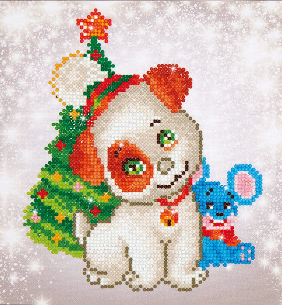 Dotting Diamond Christmas Pup Mouse 25.00 x 23.00 CM