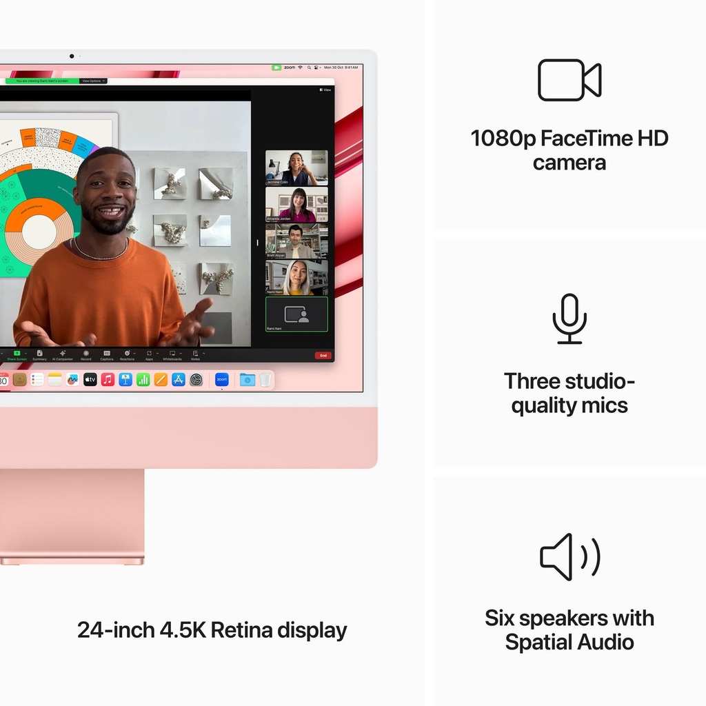 Apple iMac 24-inch  Retina 4.5K  M3 chip 8 core CPU  10 core GPU, 512GB Pink Consmt 