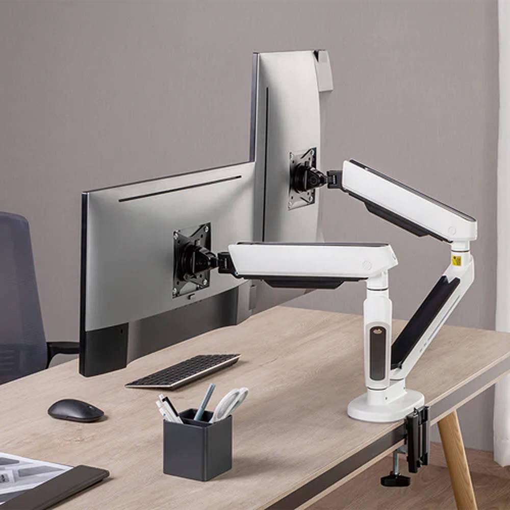 Twisted Minds Identity Premium Dual-Monitor Gaming Monitor Arms with RGB Lighting White