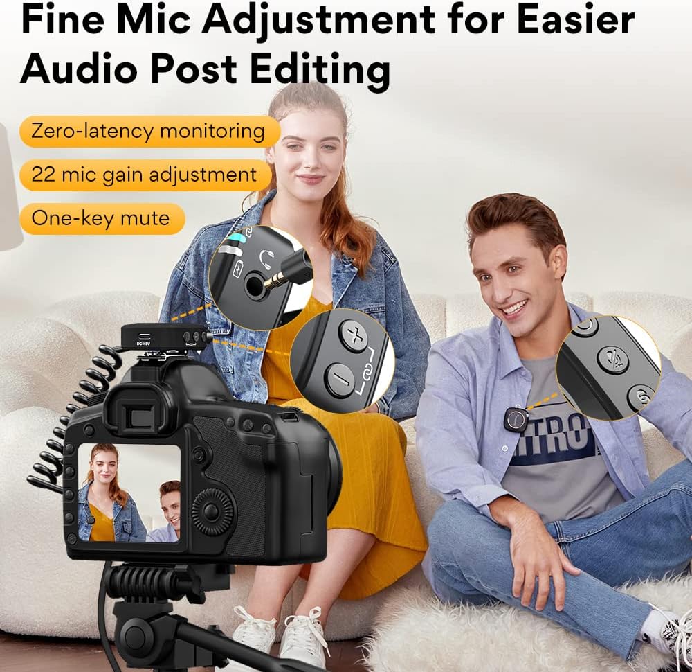 Maonocaster AU WM820A2 Dual Person Compact Wireless Lavalier Microphone 2.4GHz with Real time Monit