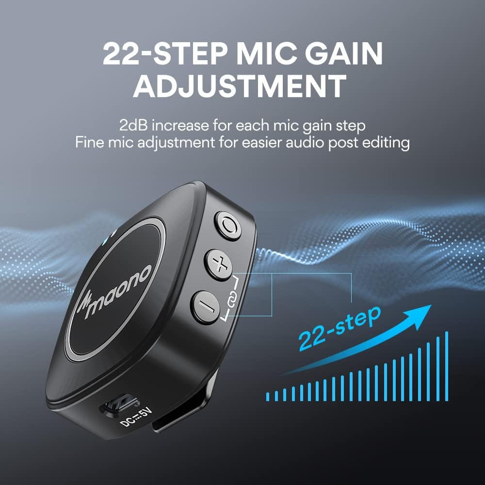 Maonocaster AU WM820A2 Dual Person Compact Wireless Lavalier Microphone 2.4GHz with Real time Monit