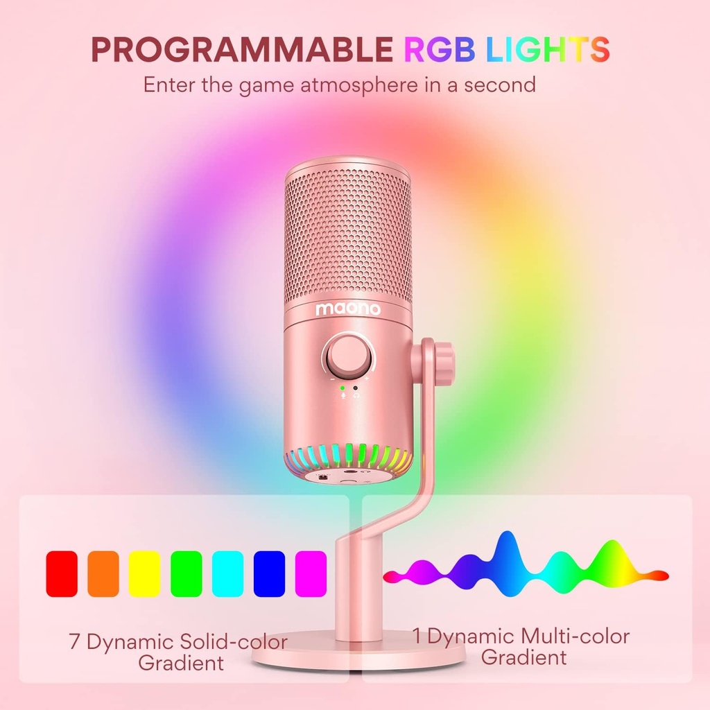 MAONO DM30-RGB PROGRAMMABLE CONDENSER USB MICROPHON RGB - PINK