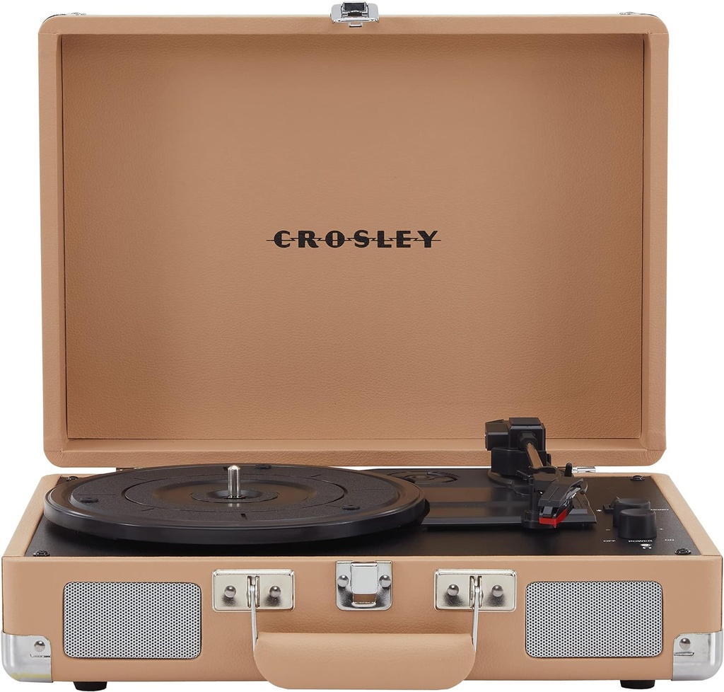 CROSLEY CRUISER PLUS PORTABLE TURNTABLE WITH BLUETOOTH IN/OUT- LIGHT TAN