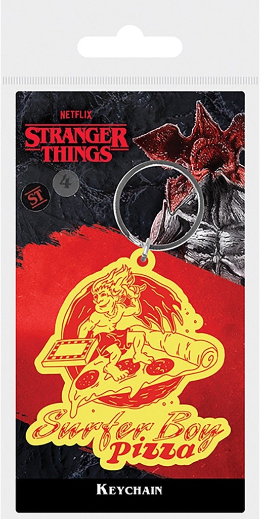 STRANGER THINGS 4 SURFER BOY PIZZA (RUBBER KEYCHAIN)