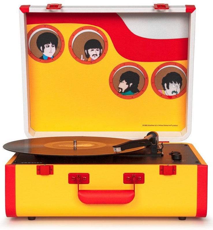 CROSLEY PORTFOLIO PORTABLE TURNTABLE WITH BLUETOOTH - YELLOW SUBMARINE