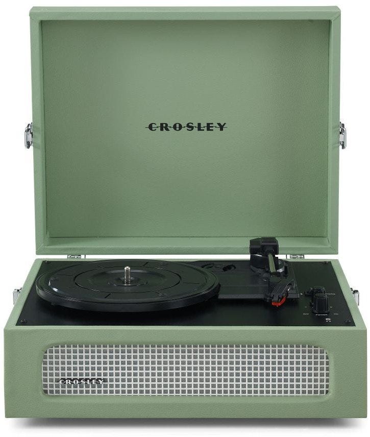 CROSLEY VOYAGER PORTABLE TURNTABLE WITH BLUETOOTH IN/OUT - SAGE
