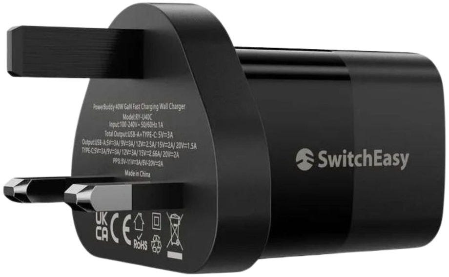 PowerBuddy 5.0 GaN Compact Wall Charger 67W 3 Port, 1 USB-A 2 USB-C, UK-Black