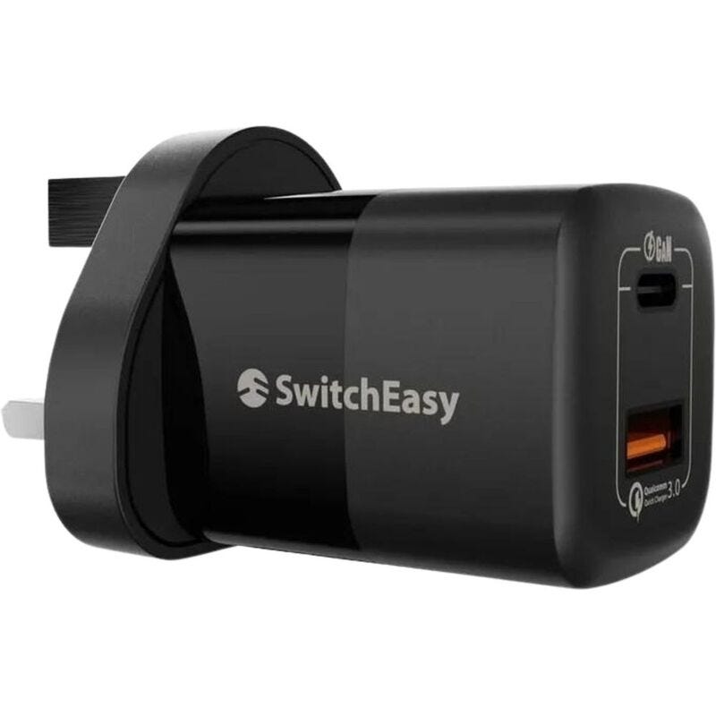 PowerBuddy 5.0 GaN Compact Wall Charger 67W 3 Port, 1 USB-A 2 USB-C, UK-Black