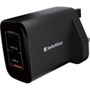 PowerBuddy 5.0 GaN Compact Wall Charger 67W 3 Port, 1 USB-A 2 USB-C, UK-Black