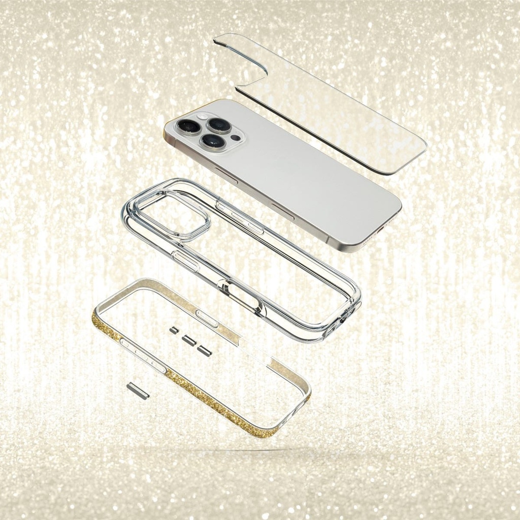 LAUT Aero Sparkle for iPhone 16 Pro - Crystal Gold