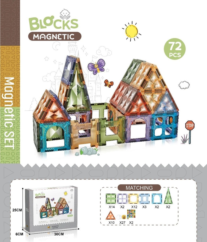 Magnetic Diamond building blocks 72Pcs