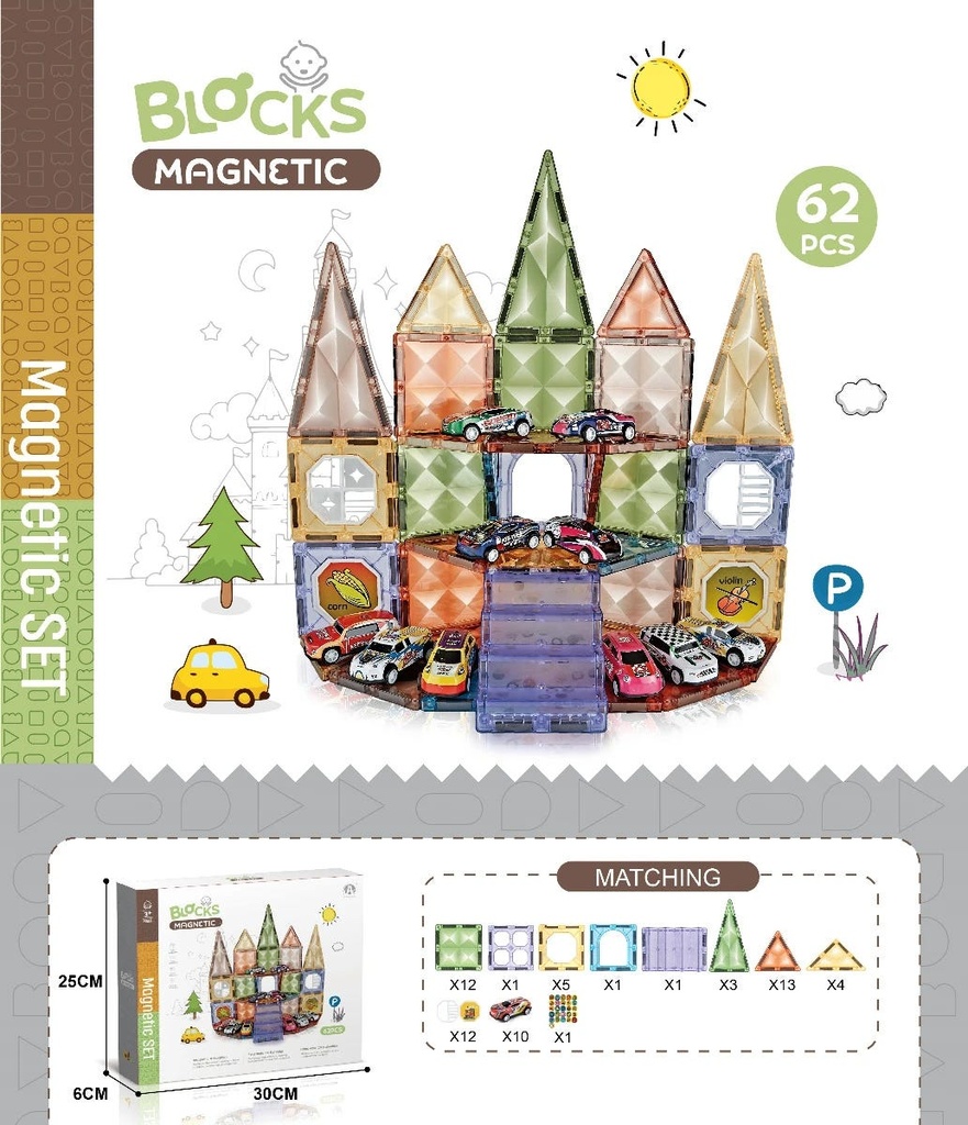 Magnetic Diamond building blocks 62Pcs