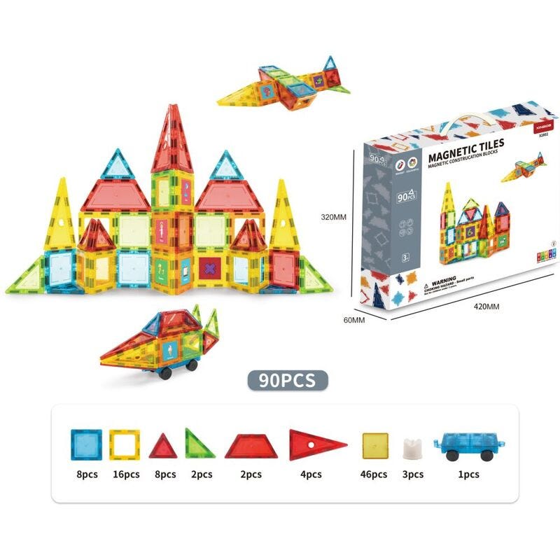 Magnetic construction blocks 90 pcs