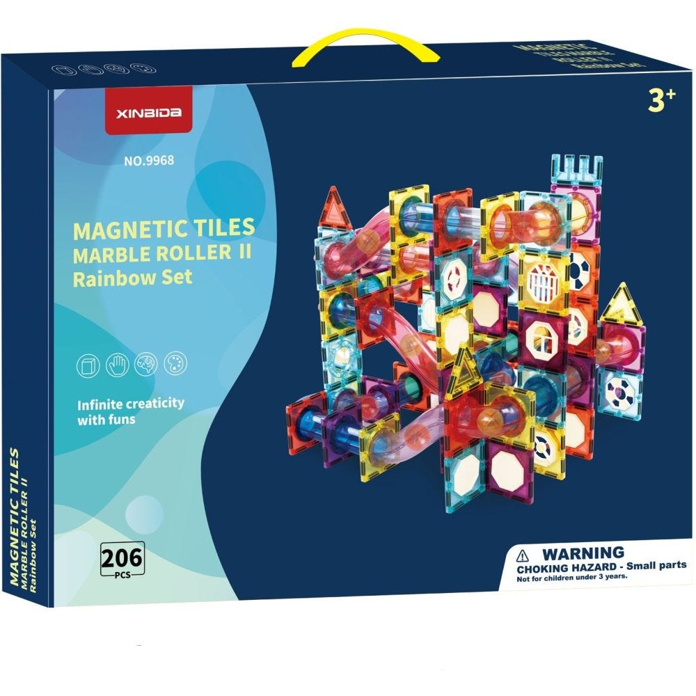 Magnetic tiles marble roller II 206 pcs