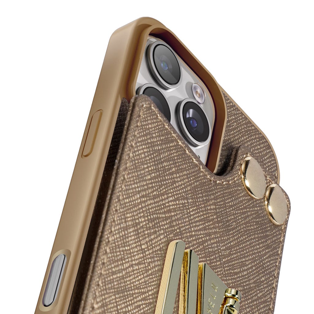 Levelo Serena Leather Case-iPhone 16 Pro -Gold