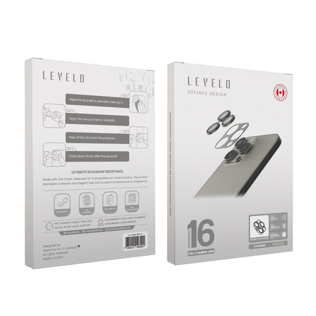 Levelo Trio Pro Camera Lens Protector -iPhone 16 Pro/Pro Max- Titanium