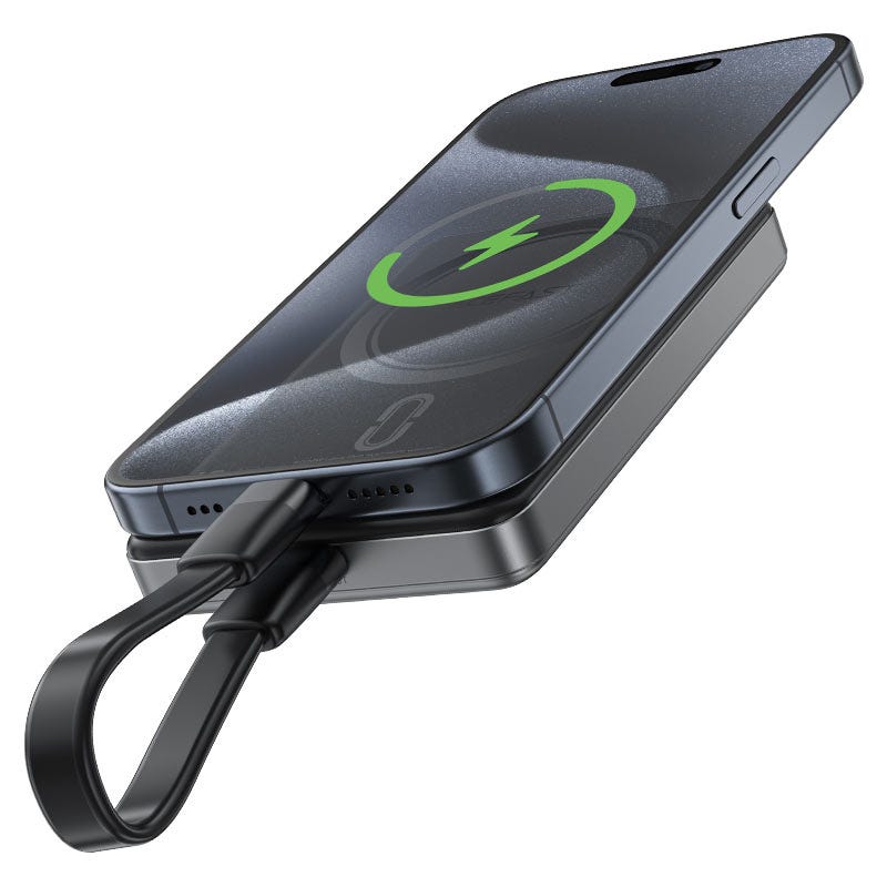 ACEFAST M12-10000 PD20W ULTRA-THIN MAGNETIC WIRELESS CHARGING POWER BANK BLACK
