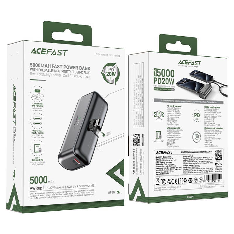 ACEFAST M9-5000 PD20W CAPSULE POWER BANK BLACK