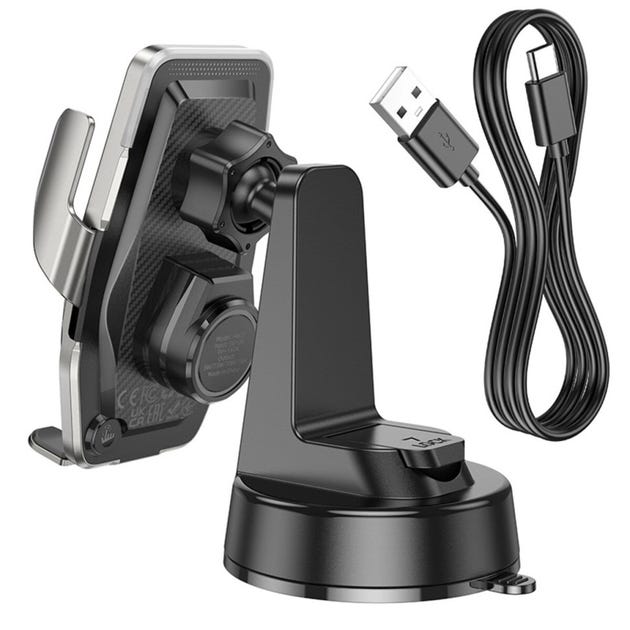 HOCO HW27 Traveler infrared RGB wireless fast charging car holder(center console)