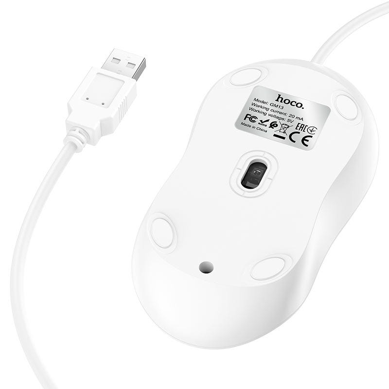 HOCO GM13 Esteem business wired mouse white