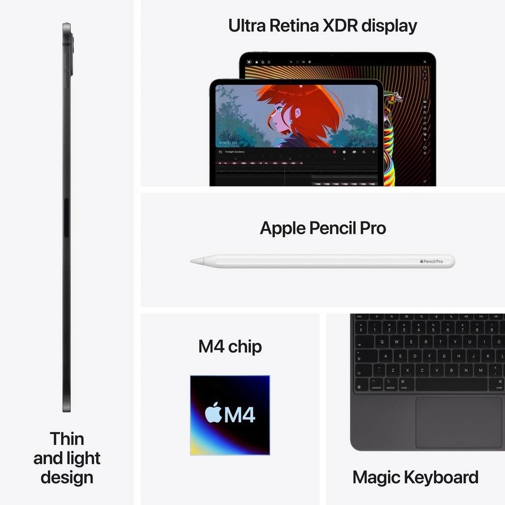 Apple iPad Pro 11-inch M4 Wi-Fi 256GB with Standard glass - Space Black