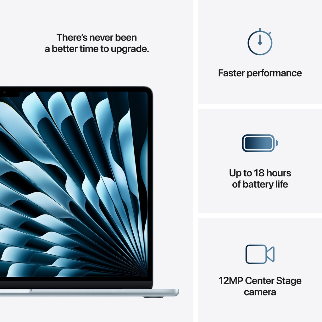 Apple MacBook Air 15-inch M4 chip with 10-core GPU , 16GB, 256GB SSD - Sky Blue 
