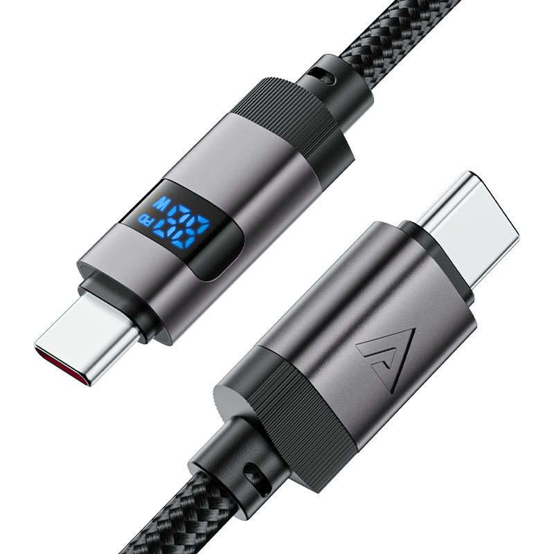 Acefast C15-03 USB-C to USB-C zinc alloy digital display braided charging data cable