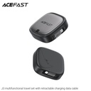 Acefast J3 multifunctional travel set with retractable charging data cable, Black