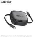 Acefast J3 multifunctional travel set with retractable charging data cable, Black