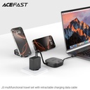 Acefast J3 multifunctional travel set with retractable charging data cable, Black