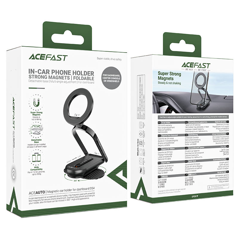 Acefast D54 magnetic car holder for dashboard, Black