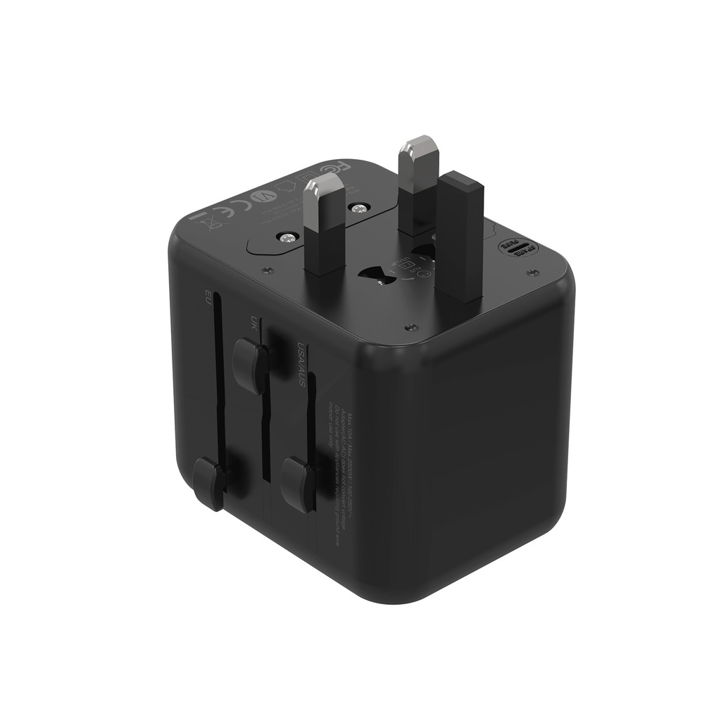 Porodo Dual USB-A Universal Travel Adapter 2.4A ,Black