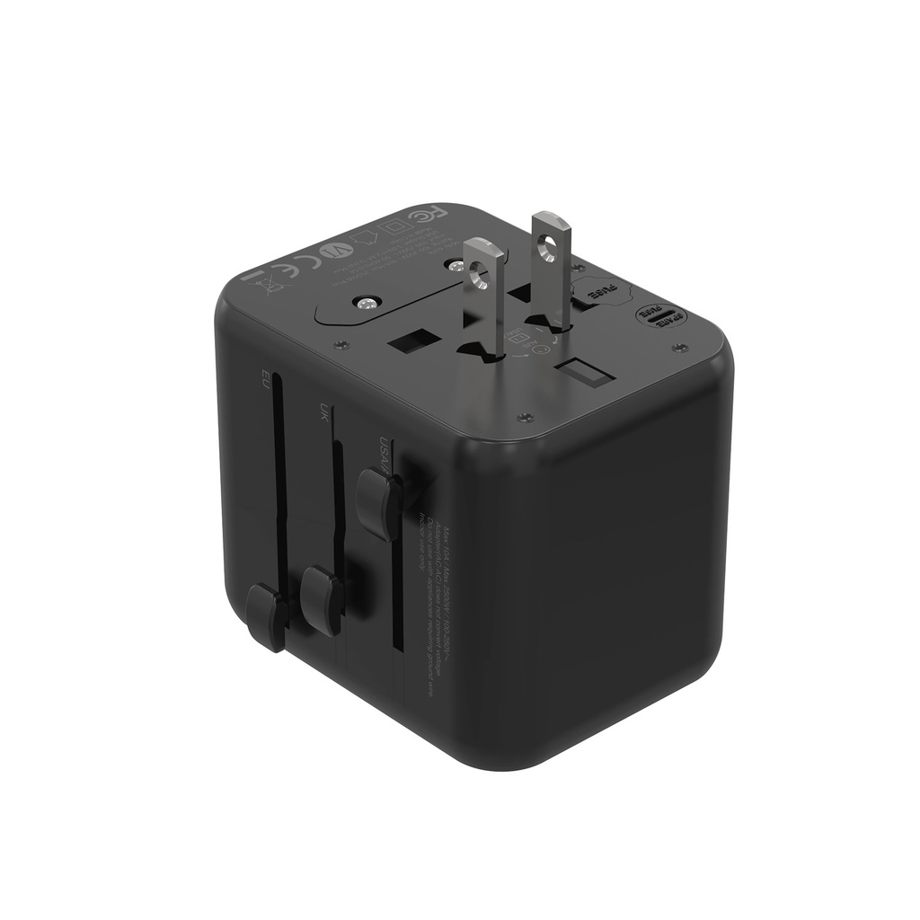 Porodo Dual USB-A Universal Travel Adapter 2.4A ,Black