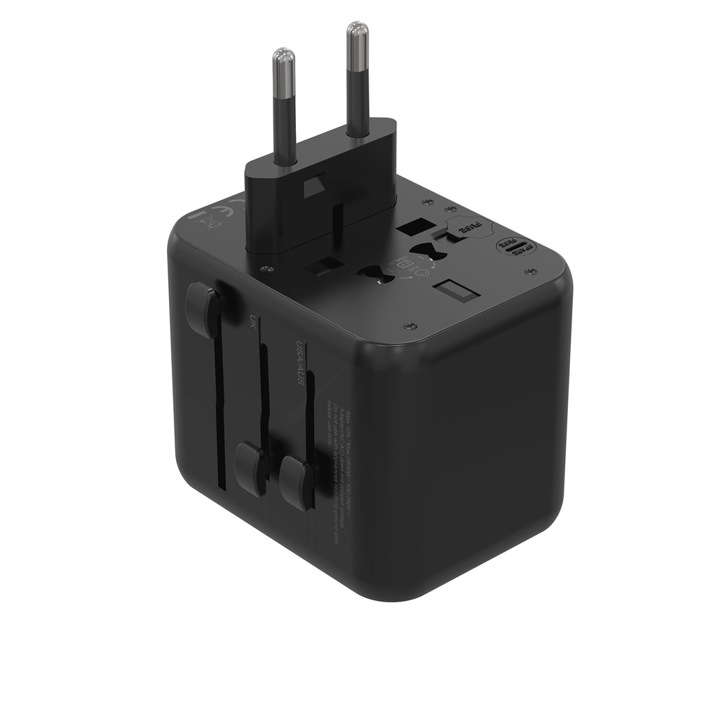 Porodo Dual USB-A Universal Travel Adapter 2.4A ,Black