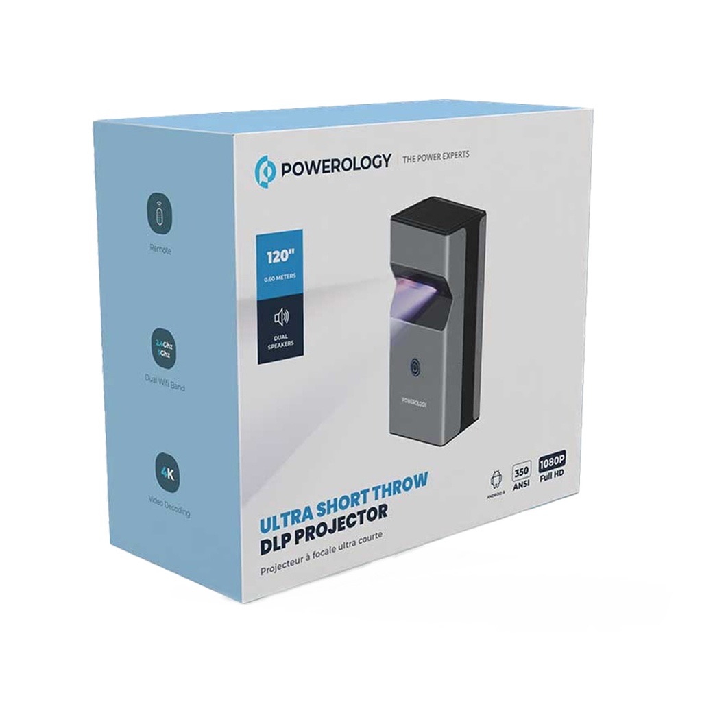 Powerology Ultra Short Throw DLP Projector , Black