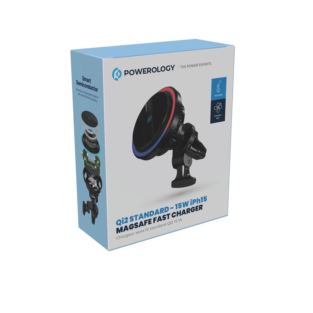 Powerology Qi2 Standard Magsafe Fast Charger Black