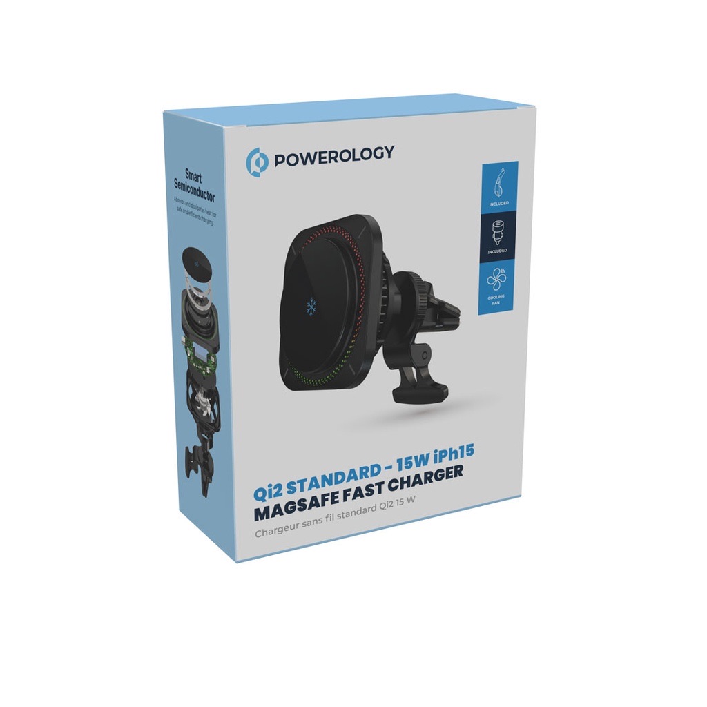 Powerology Qi2 Standard Magsafe Fast Charger Black