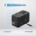 Powerology Universal GaN 85W Super Charger Retractable Type-C Cable , Black