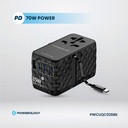 Powerology Universal GaN 85W Super Charger Retractable Type-C Cable , Black