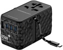 Powerology Universal GaN 85W Super Charger Retractable Type-C Cable , Black