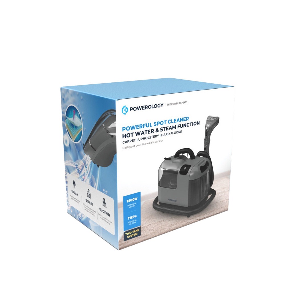 Powerology Powerful Spot & Stain Cleaner Hot Water & Steam Function Black