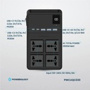 Powerology 2500W 4 AC Power Strip With Built-In Retractable Cables , Black