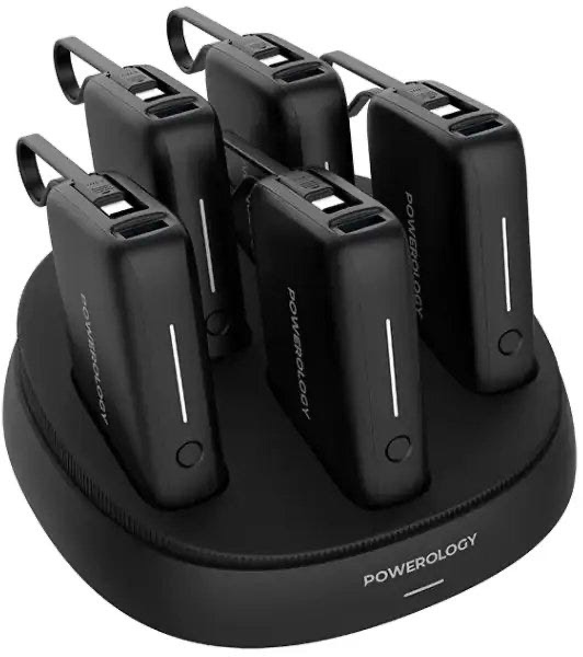Powerology ×5 10000mAh Power Bank Station , Black