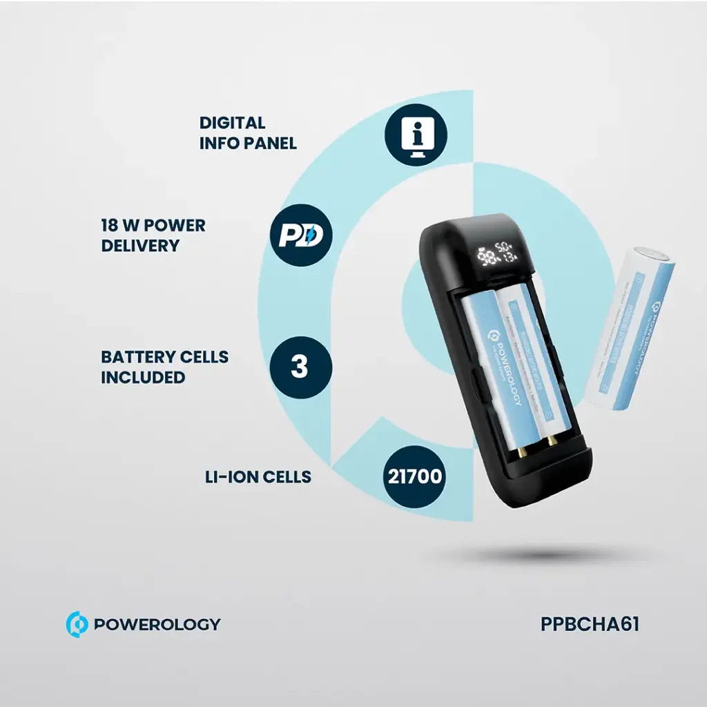 Powerology Diy Cell 10000+5000mAh Powerbank  , Grey