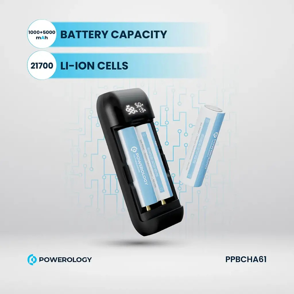 Powerology Diy Cell 10000+5000mAh Powerbank  , Grey