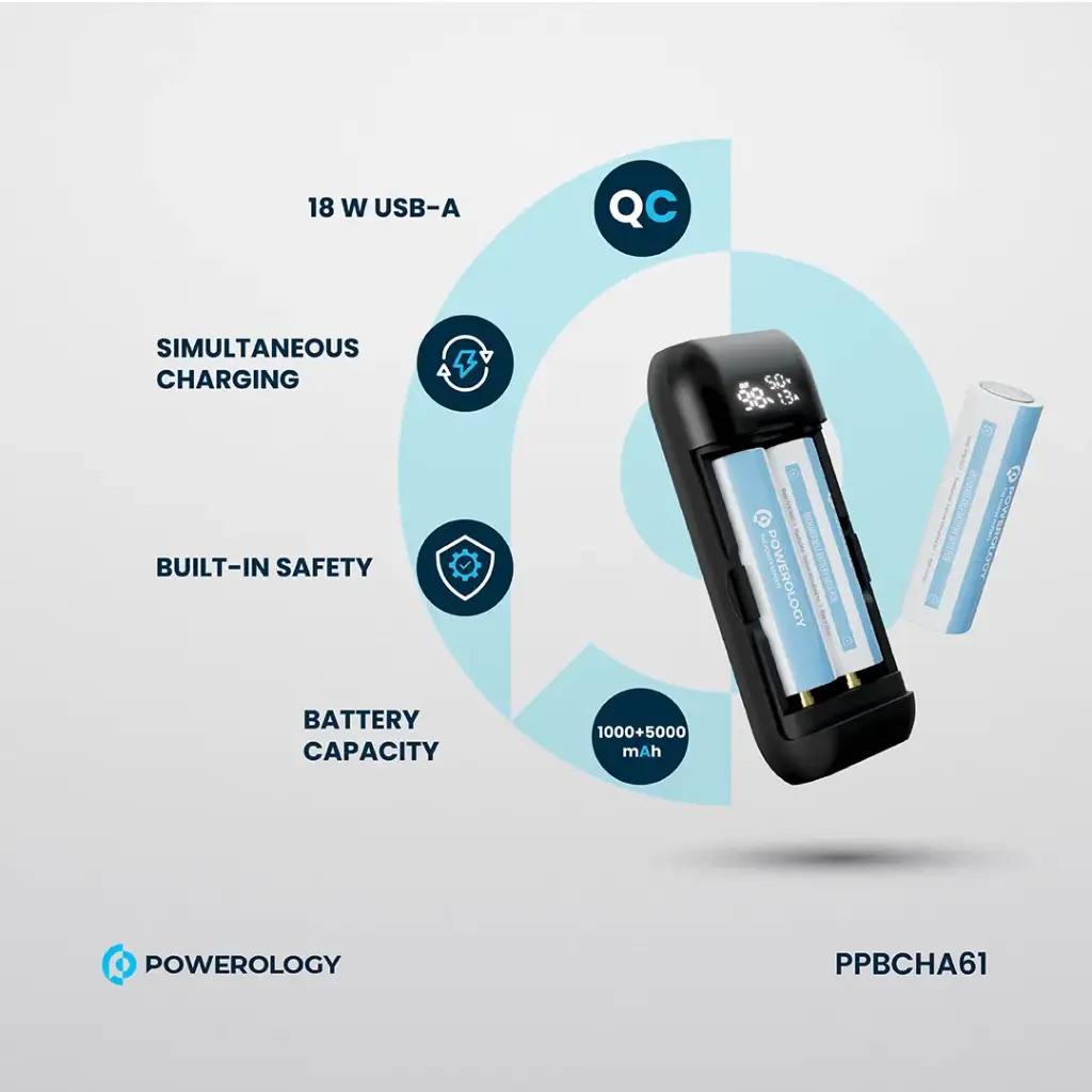 Powerology Diy Cell 10000+5000mAh Powerbank  , Grey