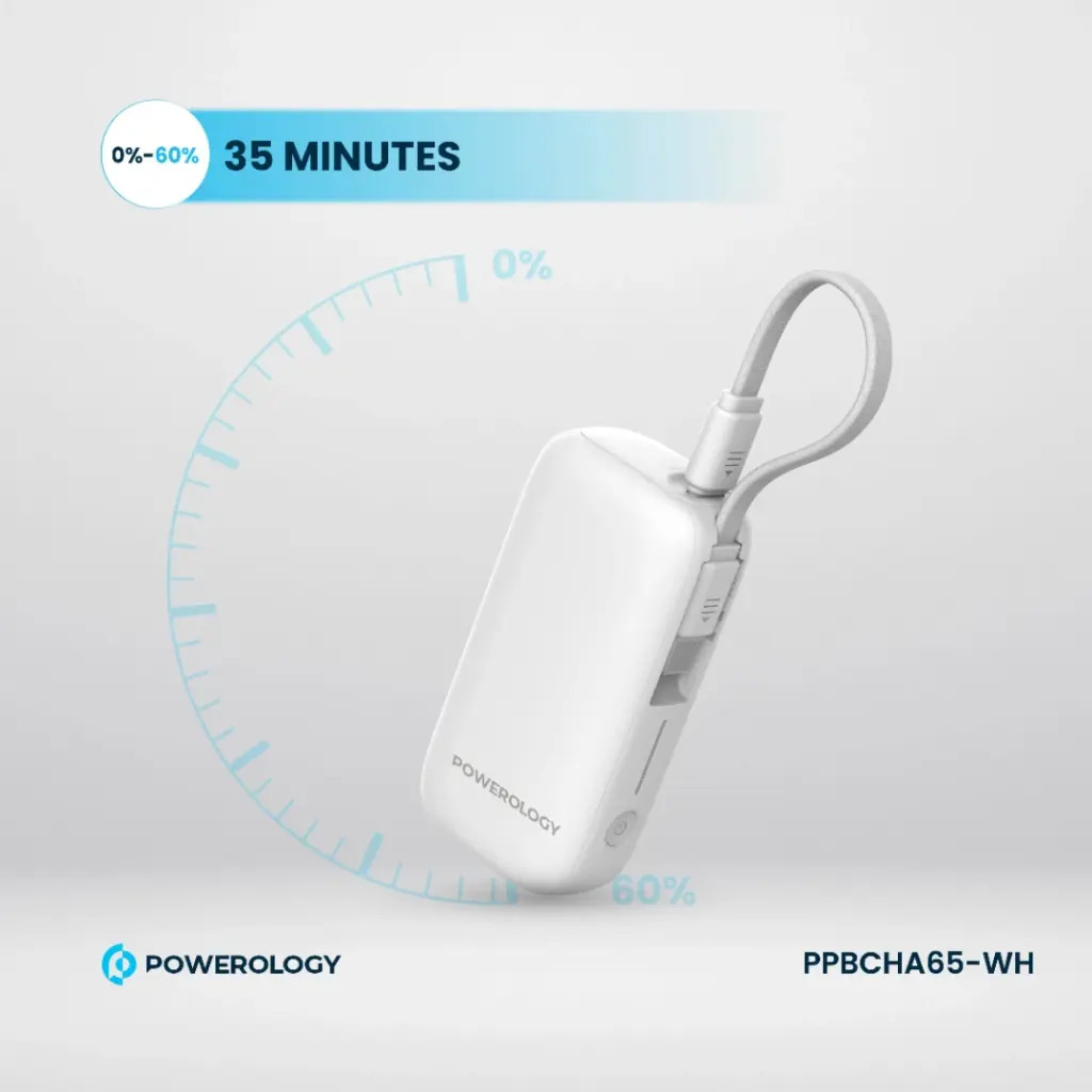 Powerology 5000mAh Power Bank , White